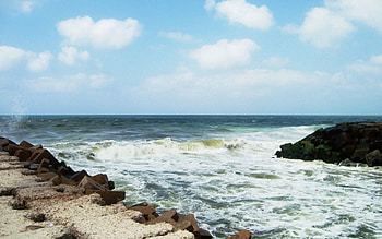 Nature, Stones, Waves, Shore, Bank, Strength, Force, Breakwater, Power, Dirty Water HD wallpaper