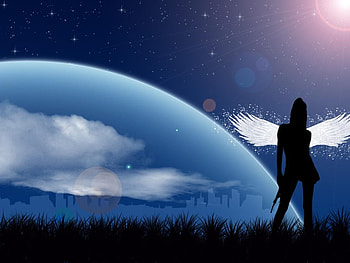 Angel, fantasy, silhouette HD wallpaper