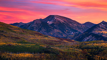 Fall Sunset in the Raggeds Wilderness of Colorado, sky, moutains, landscape, clouds, colors, usa HD wallpaper
