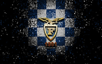 Fortitudo Bologna, glitter logo, LBA, blue white checkered background, basketball, italian basketball club, Fortitudo Bologna logo, mosaic art, Fortitudo Pallacanestro Bologna 103, Lega Basket Serie A HD wallpaper