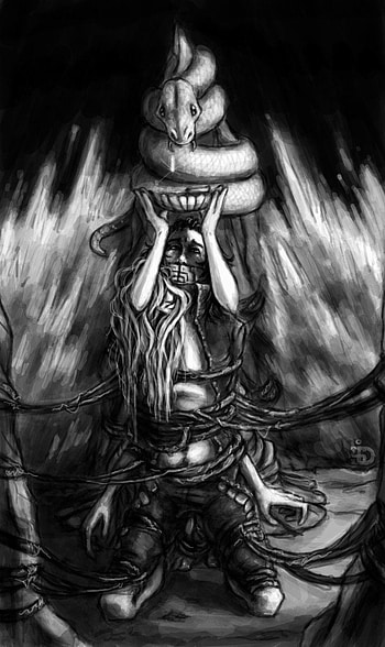 Binding of Loki, norse, norse pagan, sigyn, poison, goddess, snake, mythology, punishment, venom, pagan, serpent HD phone wallpaper