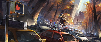 Anime, Girl, Post Apocalyptic, Robot HD wallpaper
