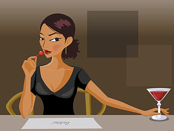 Lady sitting at table, lady, abstract HD wallpaper