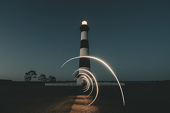 Lighthouse, landscape, night HD wallpaper