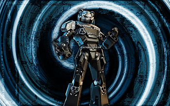 Mecha Team Shadow, blue grunge background, Fortnite, vortex, Fortnite characters, Mecha Team Shadow Skin, Fortnite Battle Royale, Mecha Team Shadow Fortnite HD wallpaper