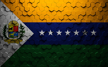 Flag of Apure State, honeycomb art, Apure State hexagons flag, Apure State 3d hexagons art, Apure State flag HD wallpaper