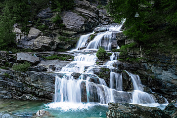 Nature, Water, Stones, Bush, Rocks, Waterfall HD wallpaper