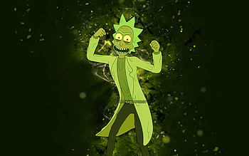 Toxic Rick, , green neon lights, Fortnite Battle Royale, Fortnite characters, Toxic Rick Skin, Fortnite, Toxic Rick Fortnite HD wallpaper