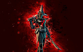 Black Eternal Knight, , red neon lights, Fortnite Battle Royale, Fortnite characters, Black Eternal Knight Skin, Fortnite, Black Eternal Knight Fortnite HD wallpaper
