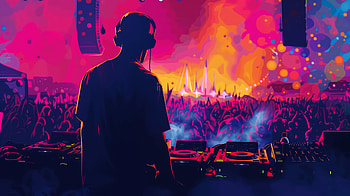 Vibrant DJ Concert Scene, electronic music, DJ HD wallpaper