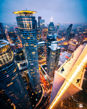 Cities, View From Above, Night City, Overview, Review, Roof, Roofs, Toronto HD phone wallpaper