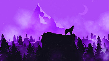 Fox Howl Minimal , fox, minimalism, minimalist, artist, artwork, digital-art, purple HD wallpaper