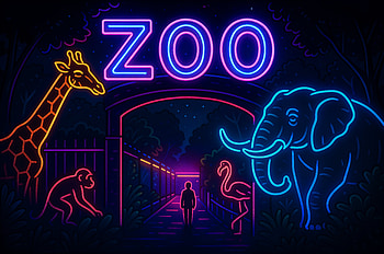 Neon Zoo Nightscape, zoo, neon sign, Animal, giraffe, elephant HD wallpaper