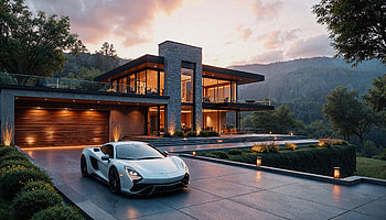 Luxury Drive: Stunning Home and Car Showcase, car, Home HD wallpaper