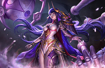 Raiden Shogun, purple, girl, jerry loh, fantasy HD wallpaper