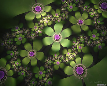 3d green flowers, 3d, art, green, flower HD wallpaper