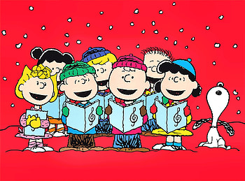 Caroling , winter, caroling, cartoon, occasion, holiday, scenery, painting, snow, December, art, Schulz, Charlie Brown, beautiful, illustration, artwork, wide screen, Christmas, Charles Schulz HD wallpaper