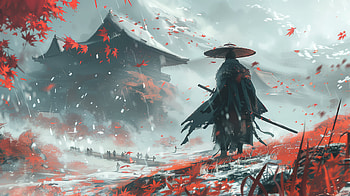 Ghost of Tsushima: Samurai in Fall Leaves, video game, Ghost of Tsushima, samurai, Japan, fall leaves HD wallpaper