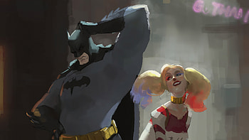 Batman And Harley, batman, superheroes, portrait, artwork, artstation, harley-quinn HD wallpaper