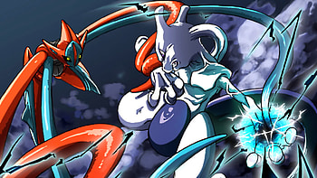 Pokemon Deoxys Vs Mewtwo by tommospidey.deviantart.com on @deviantART HD wallpaper