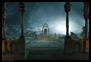 TERRACE IN THE NIGHT, night, remains of the gazebo, stone paved, terrace HD wallpaper