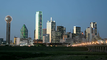 Dallas skyline, City lights illuminate, Night stock HD wallpaper