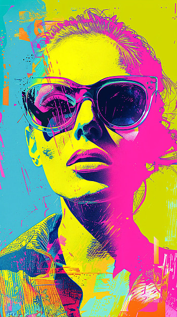 Vibrant Portrait: Artistic Woman , artistic, woman, portrait, sunglasses, vibrant colors HD phone wallpaper