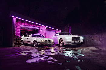 Rolls Royce And Classic Bmw M5 Vice City Bibes, rolls-royce, bmw-m5, cars, artist, artwork, digital-art, behance HD wallpaper