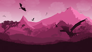 Dragon Of Pink Mountains Minimal , dragon, artist, artwork, digital-art, minimalism, minimalist, pink HD wallpaper