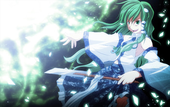 Kochiya Sanae, sexy, awesome, hot, cute, beautiful, long hair, beauty, anime girl, aqua hair, touhou, cool HD wallpaper