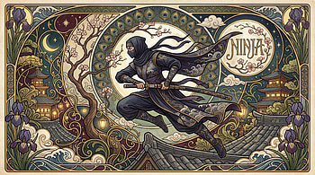 Moonlit Shinobi — Ninja, Katana, Rooftop HD wallpaper