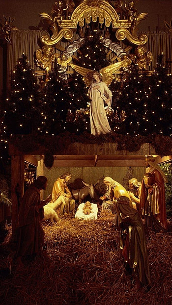 christmas, jesus, nurseries, christmas trees, garland, holiday, people HD phone wallpaper