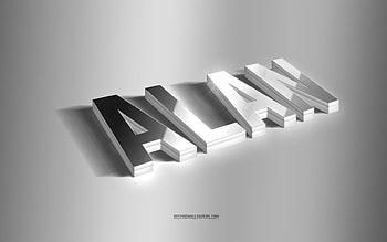 Alan, silver 3d art, gray background, with names, Alan name, Alan greeting card, 3d art, with Alan name HD wallpaper