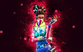 Komplex Rainbow, , purple neon lights, Fortnite Battle Royale, Fortnite characters, Komplex Rainbow Skin, Fortnite, Komplex Rainbow Fortnite HD wallpaper