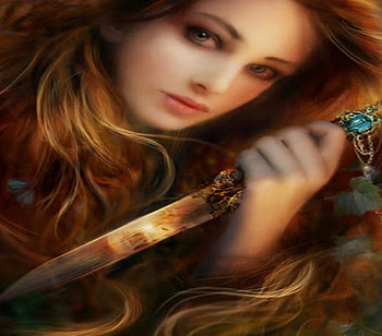 Warrior Girl, hot, girl, sword, warrior HD wallpaper