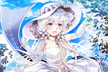 White dress, illustrious, curious, blue eyes, Azur Lane HD wallpaper