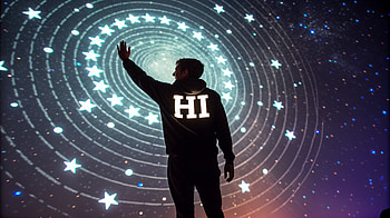 Cosmic Greetings: Waving in Ultra, waving, starry sky, silhouette, galaxy, greeting HD wallpaper