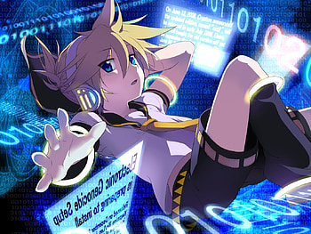 Kagamine Len, sexy, blue eyes, cute, vocaloid, anime, boy, short hair, blonde hair HD wallpaper