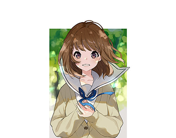 Cute, anime girl, minimal, short hair HD wallpaper