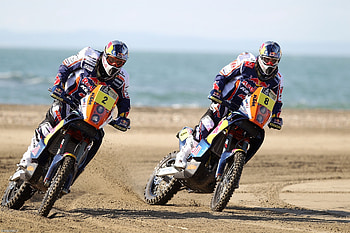 Motorcycles, Turn, Motorcycle, Red Bull, Race, Two, Dakar HD wallpaper