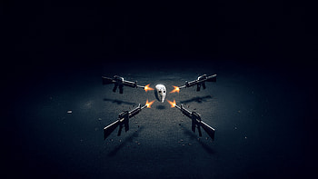 Dark Scene With Mask And Weapons, guns, gun, mask, dark, artist, artwork, art, digital-art HD wallpaper