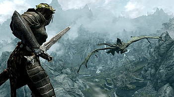 Dovahkiin, Dragonborn hero, Nordic landscapes, Ancient ruins HD wallpaper
