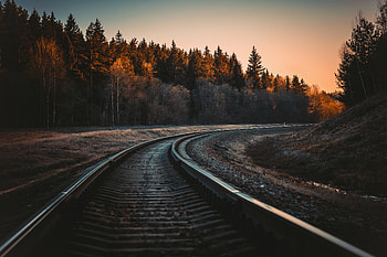 Rail roads, landscape, trees HD wallpaper