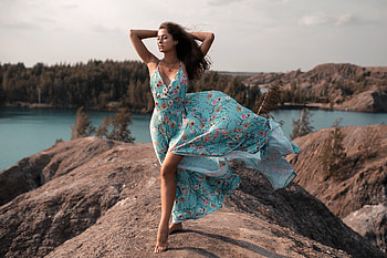 Ilya Baranov, outdoors, model, dress, brunette HD wallpaper