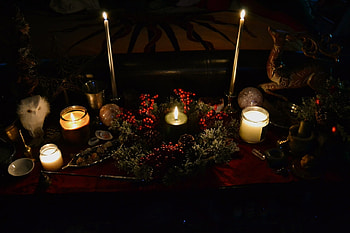 the winter solstice, winter, solstice, candle, owl, wreath HD wallpaper