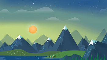 Mountains, blue, day, green, texture, vector, sun, mountain HD wallpaper