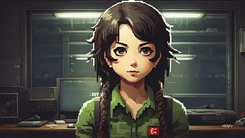 Animated Girl in Control Room, pixel art, character design, Digital Art, portrait, video game HD wallpaper
