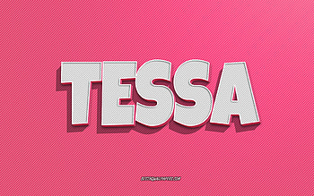 Tessa, pink lines background, with names, Tessa name, female names, Tessa greeting card, line art, with Tessa name HD wallpaper