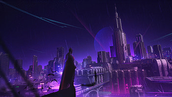 Batman In Gotham Rising Above, batman, superheroes, artwork, digital-art, artstation HD wallpaper
