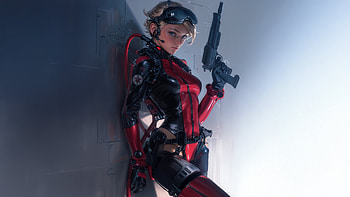 Cyber Agent On The Edge, cyberpunk, girl, warrior, gun, ai, artist, artwork, art, digital-art HD wallpaper